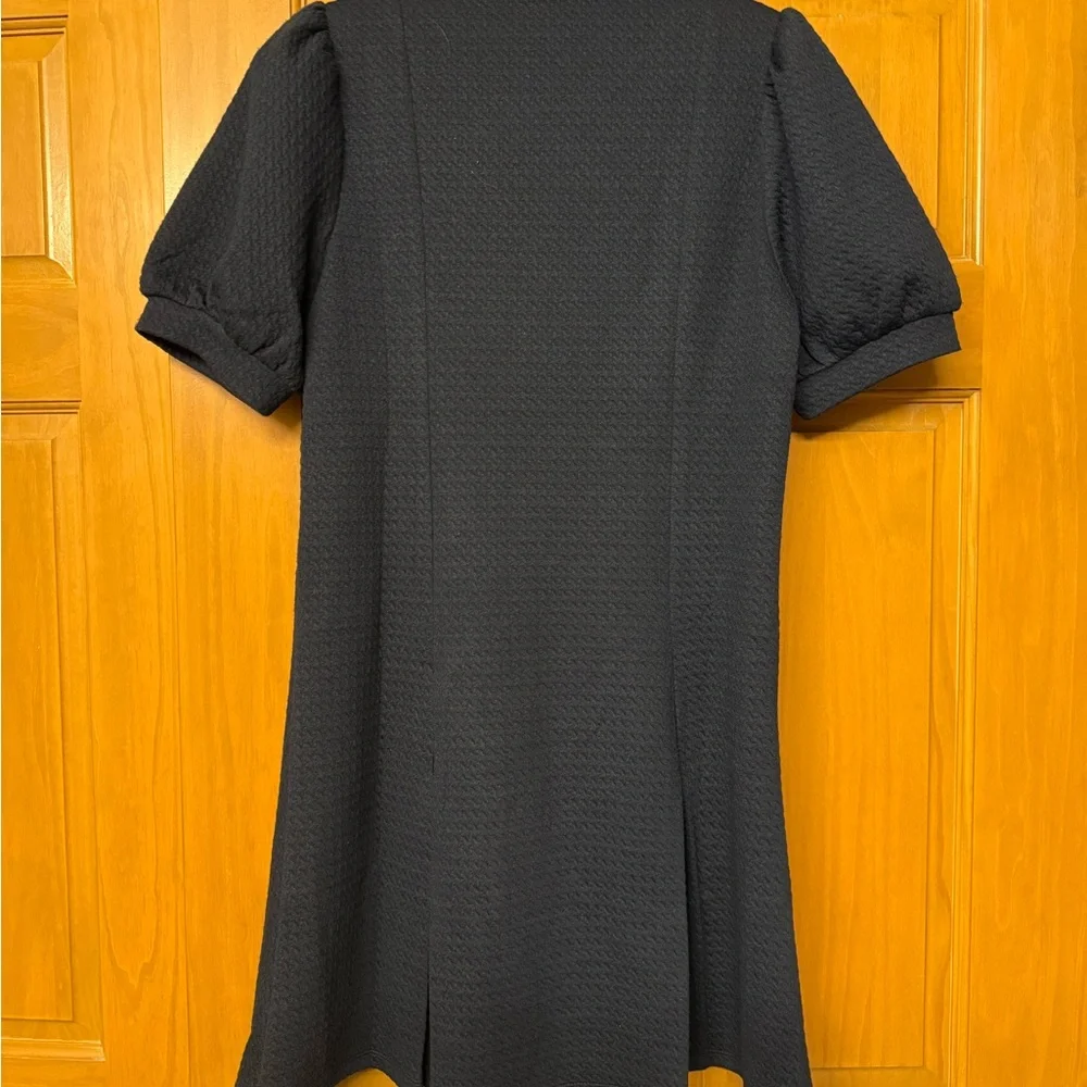 THML navyTextured Short Dress with White Piping - Picture 2 of 7